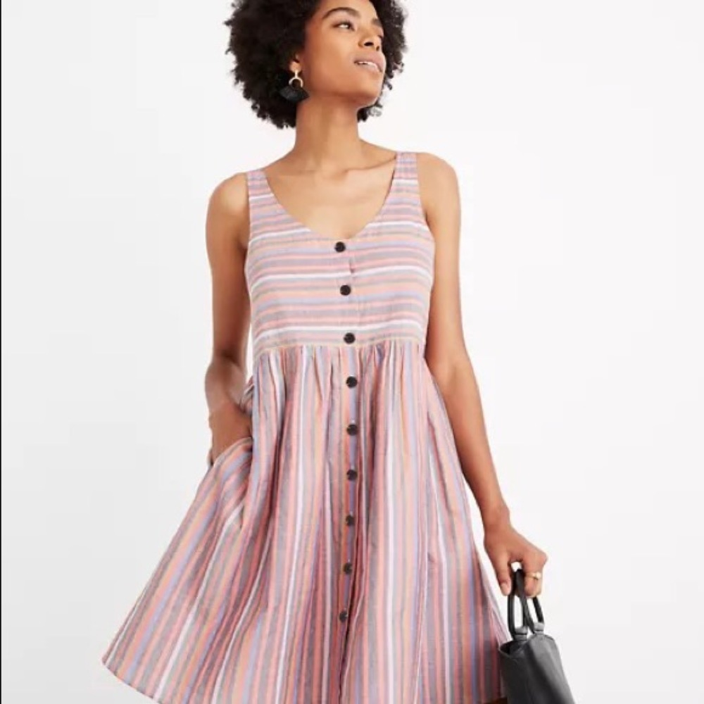 Madewell Striped Scoop Neck Mini Dress